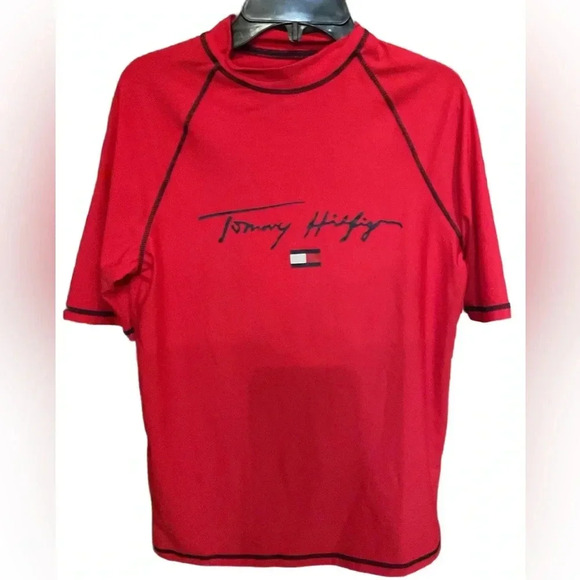 Tommy Hilfiger Red Big Boys Rashguard Tee Size Large NWT - Picture 1 of 4